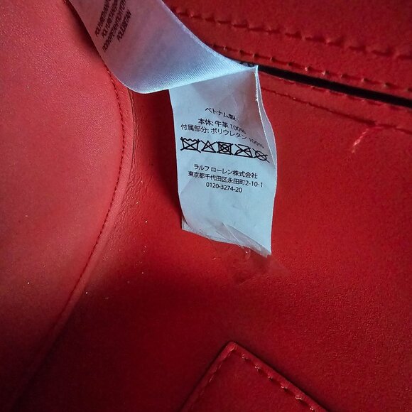 Lauren Ralph Lauren Leather Large Andie Drawstring Bag, Red NWOT - Picture 15 of 16